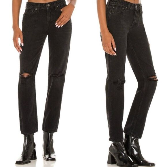 GrIfrnd The Kate size 24 Low Rise Slim Crop Jeans Distressed Black Straight - Picture 1 of 12